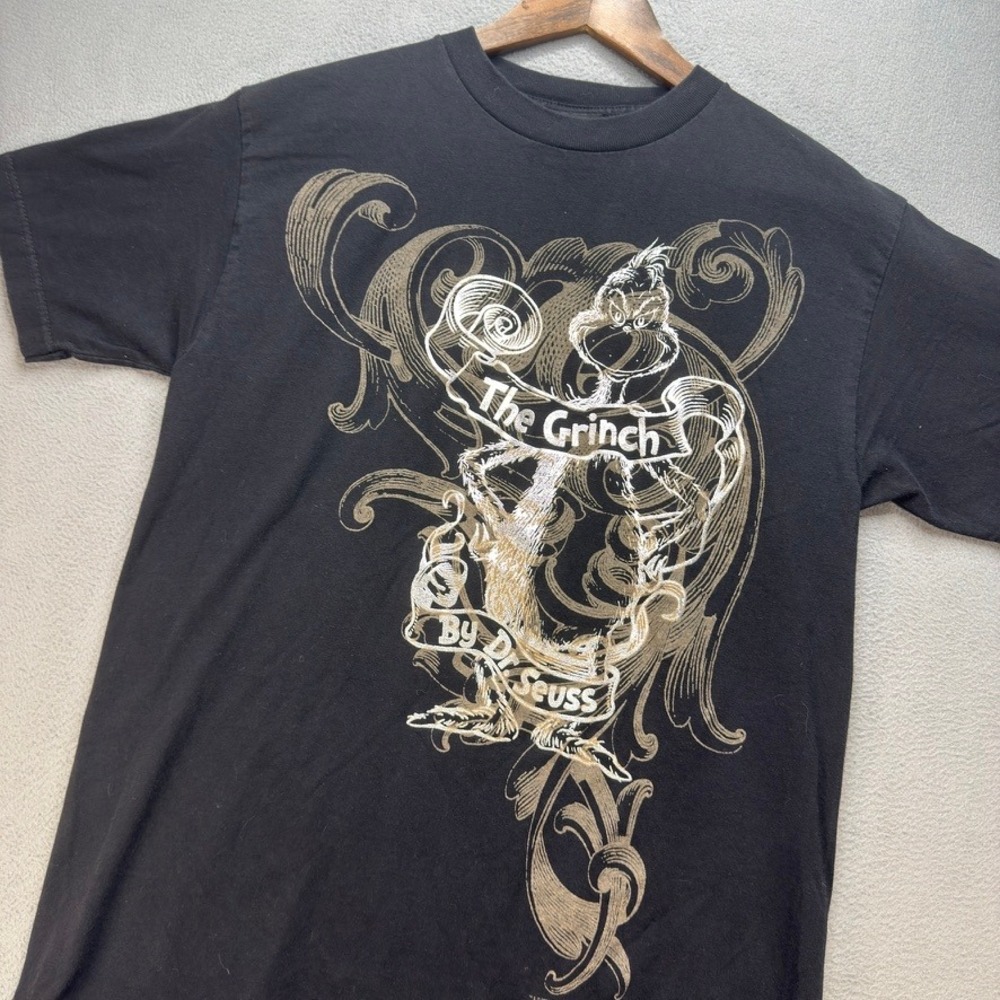 Vintage Dr. Seuss The Grinch Graphic T-Shirt Regular Size M Black 2006 Movie Tee